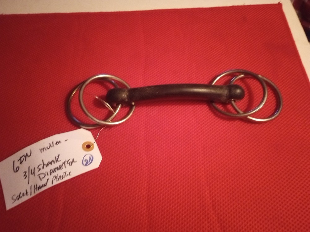 6" Mullen 3/4 Shank Solid / Hard Plastic Double Ring Bit Horse Equine