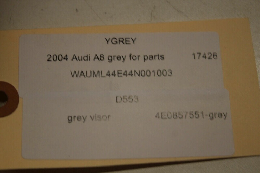 Audi A8 S8 Left Sun Visor Grey Visor OEM