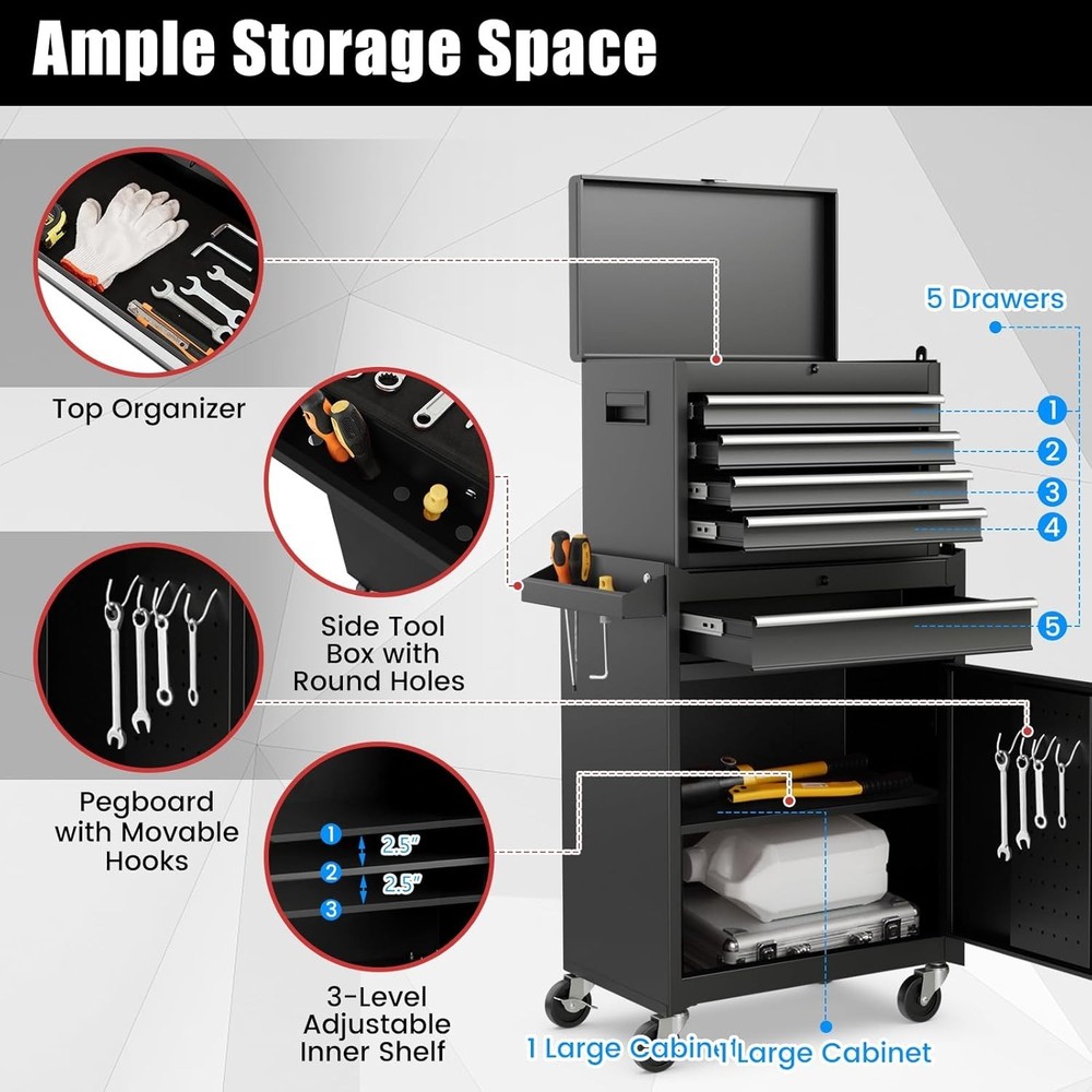 High Capacity Metal Tool Box for Tools Organization