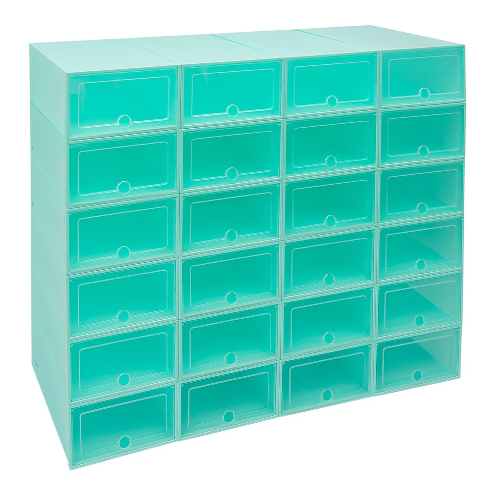24 Pack Green Stackable Shoe Boxes Shoe Storage Box Shoe Storage Organizer