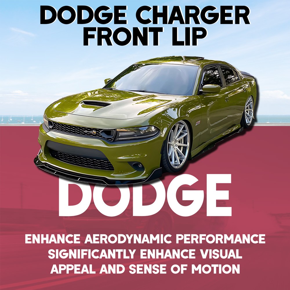 For Dodge Charger SRT 2015-2023 V2 Style Glossy Black Front Bumper Lip Splitter