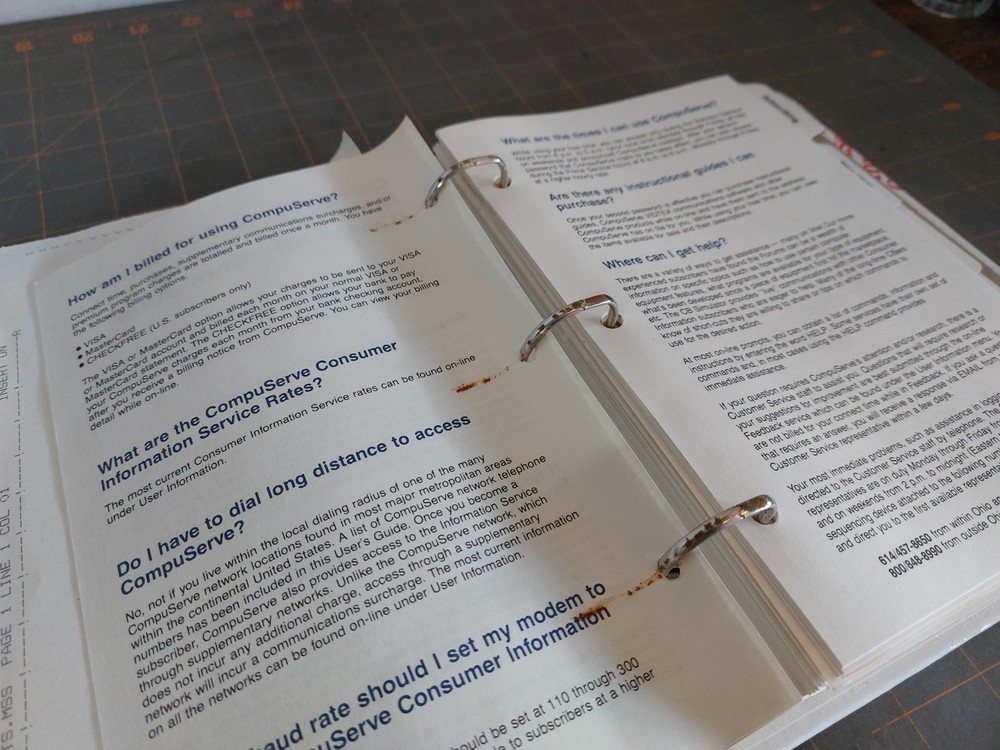 Vintage CompuServe Information Service Starter Kit Binder with Flowchart Poster