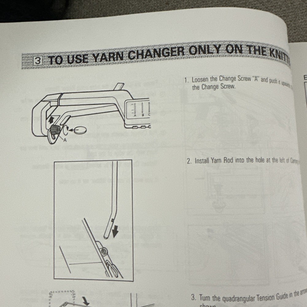 Instruction Book For The Automatic Yarn Changer Yc6 Knitmaster Machine Knitting