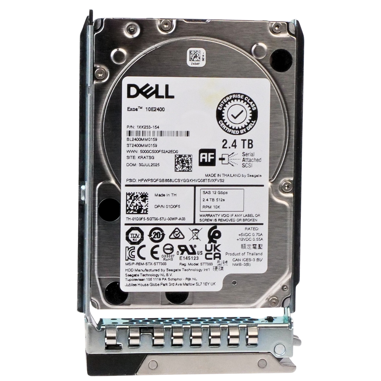 Dell 2.4TB 10K RPM SAS 12Gb/s 512e 2.5" HDD F9NWJ G16