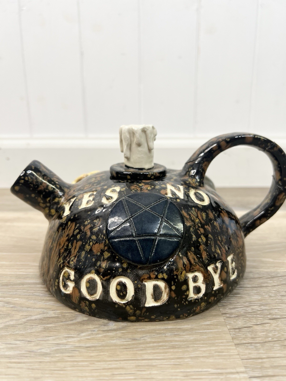 Quija Ceramic Teapot Decor Goth Tarot Witchy Planchette Pentagram Moon *Read