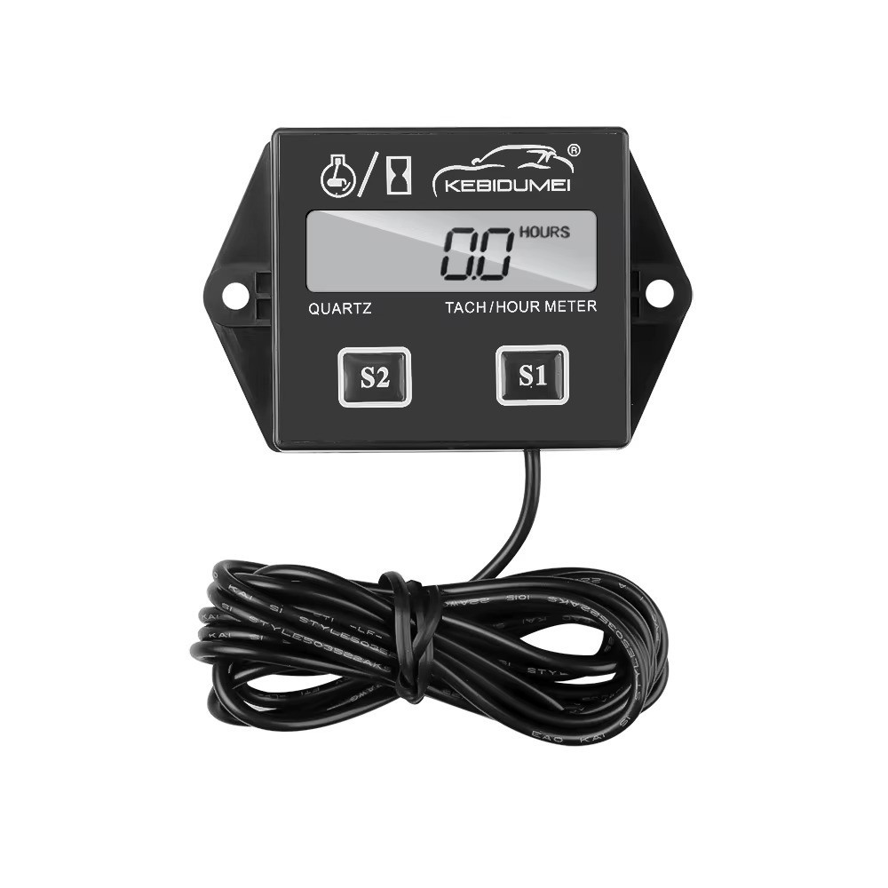 LCD Digital Engine Tach Hour Meter Tachometer Inductive Gauge