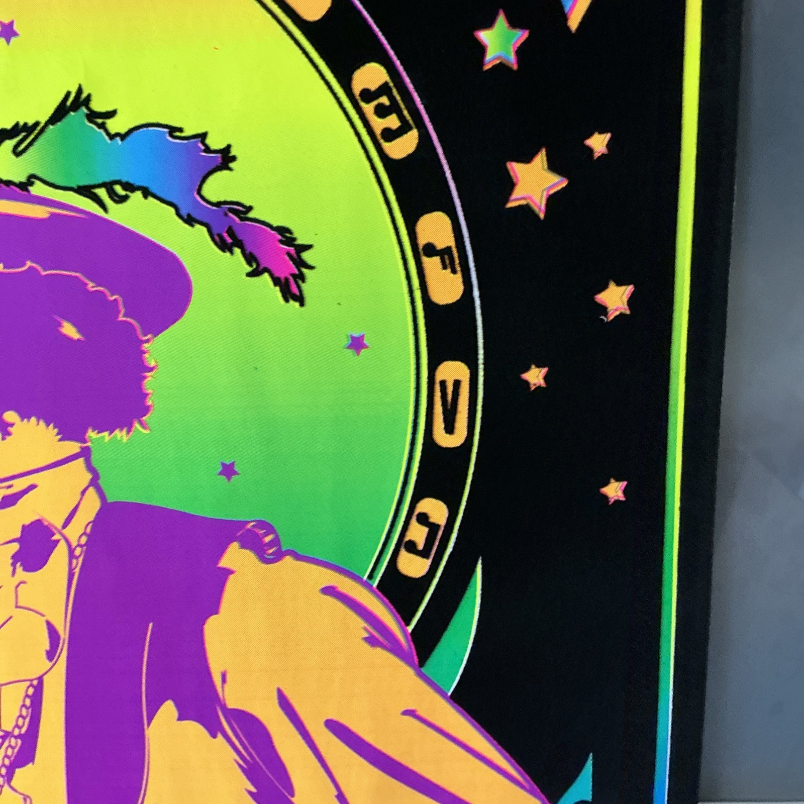 Vintage Hendrix Black Light Flocked Poster 21.5”x33”