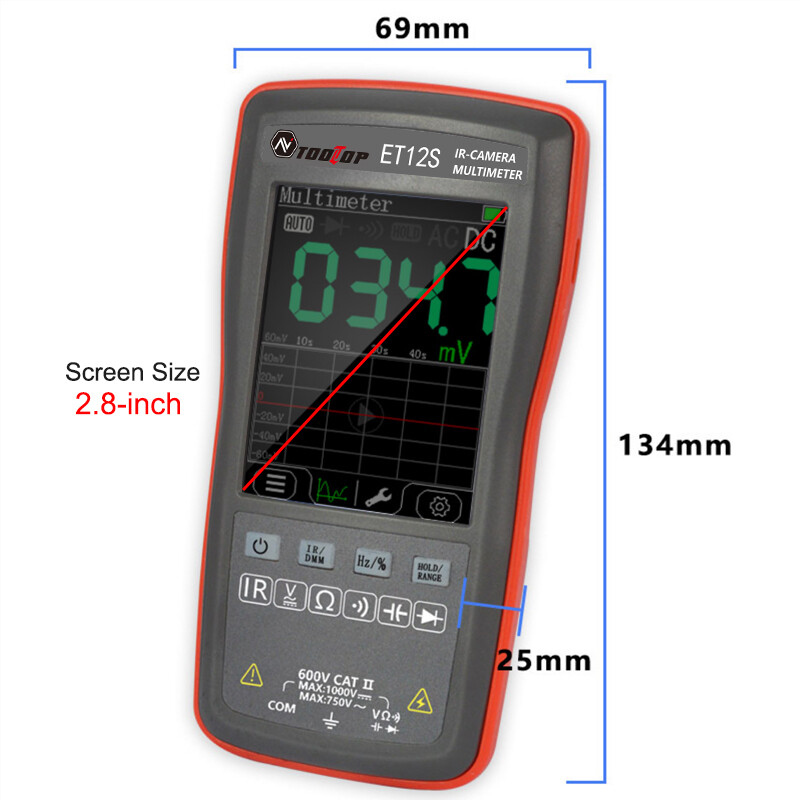Thermal Imager Multimeter 2 In1 24*32 Digital Touch Screen Voltmeter USB Interf