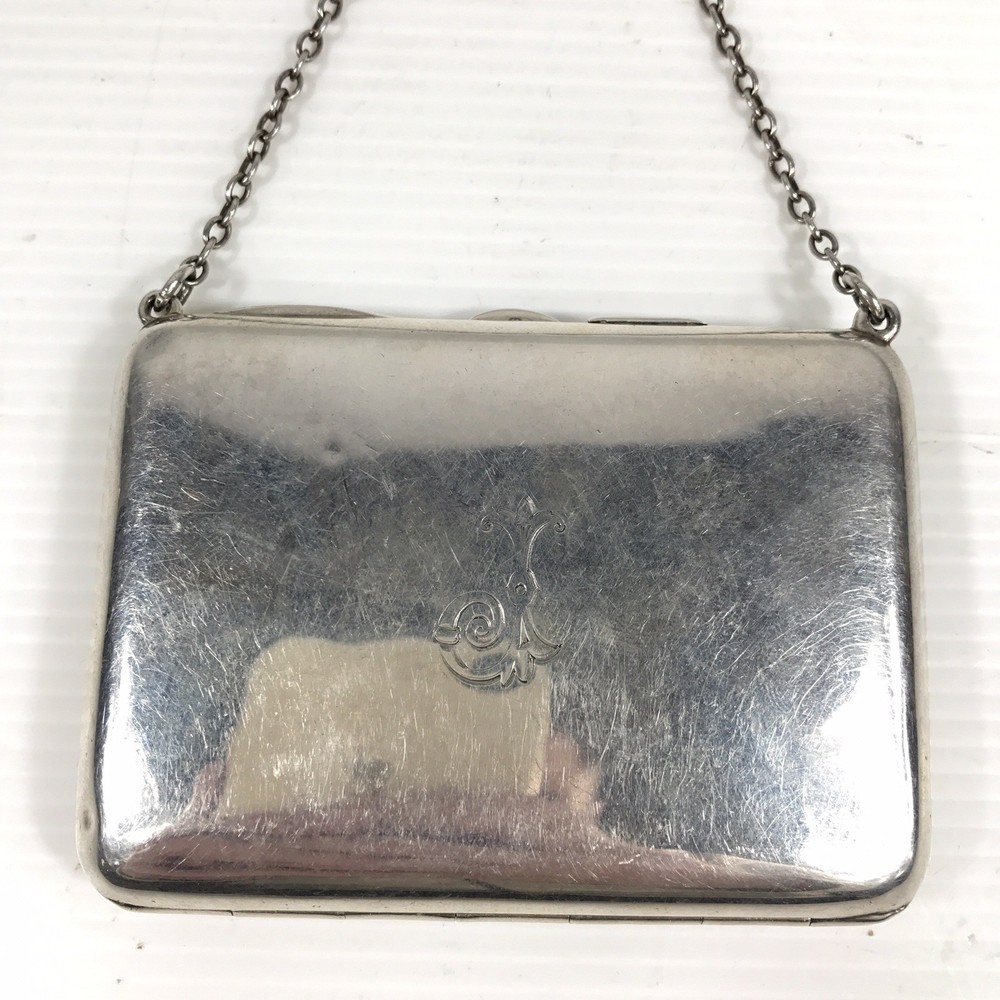 Antique Solid Silver Compact Combination Card Case Lipstick Purse D Bros