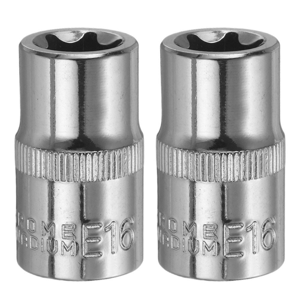 2pcs E-Torx Socket 1/2" Drive E16 External Torx Deep Socket 1.5" Star Sockets
