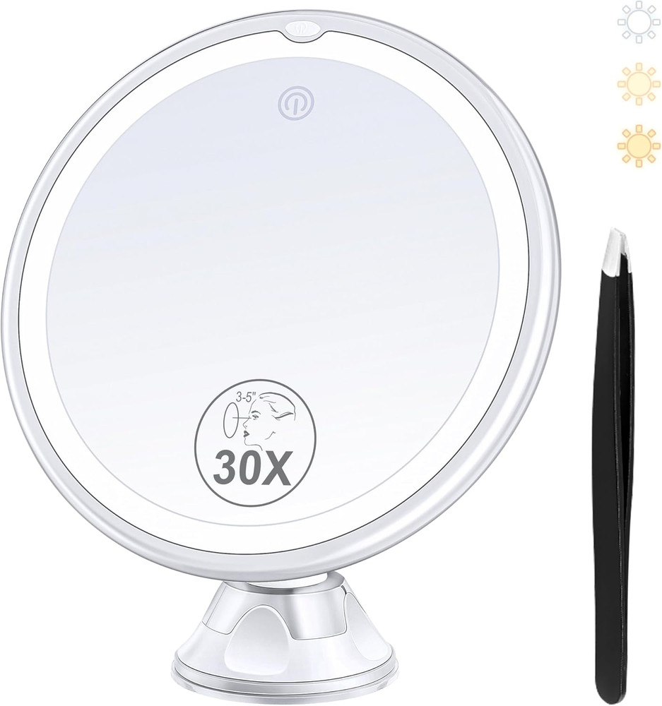 Magnifying Mirror with Light 30X, Lighted Makeup Mirror 30X for Precision Makeup