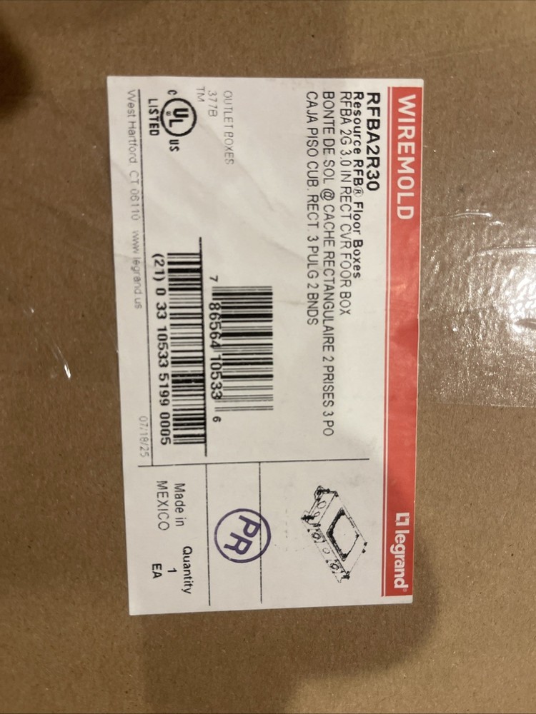 RFBA2R30OG RFBA Legrand Wiremold 2-G 3" RECTANGULAR COVER FLOOR Box