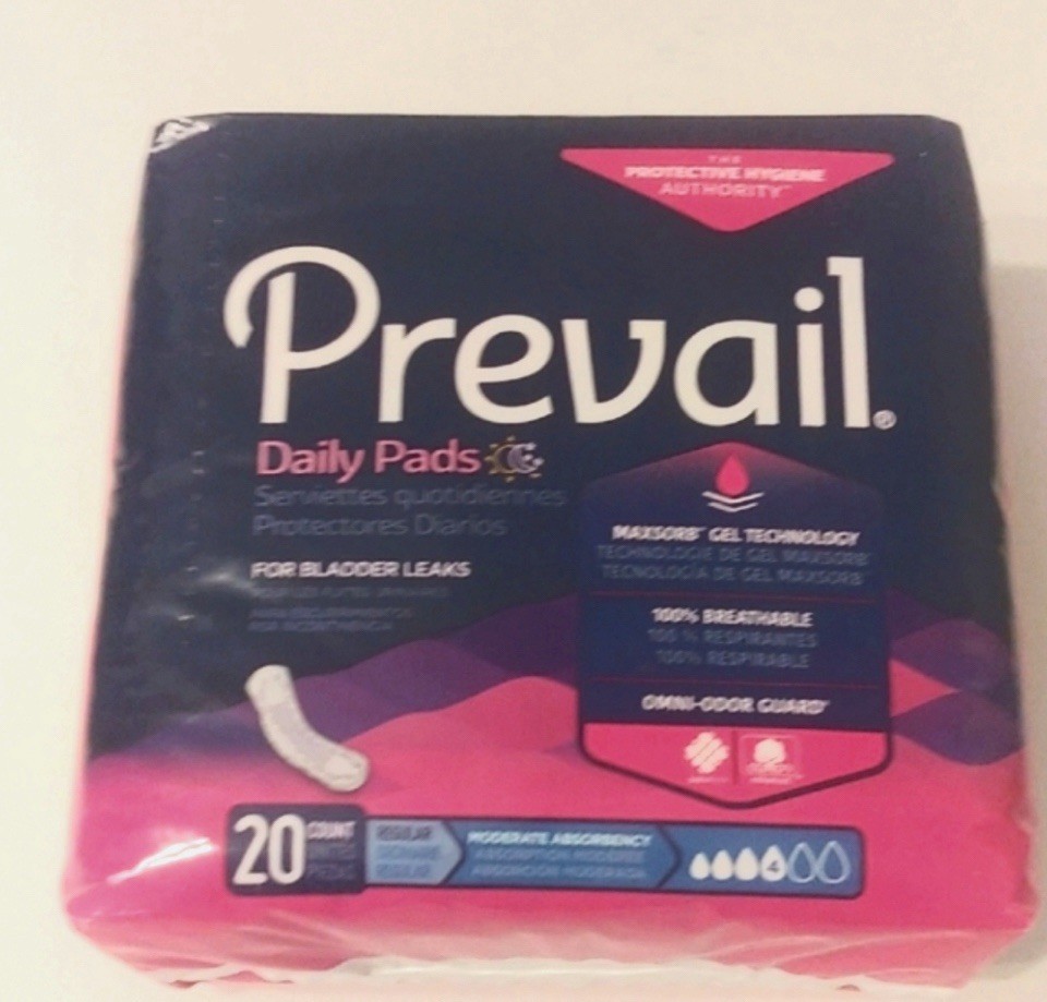 Prevail Daily Pads Moderate Absorbency 20 Count for Bladder Leaks
