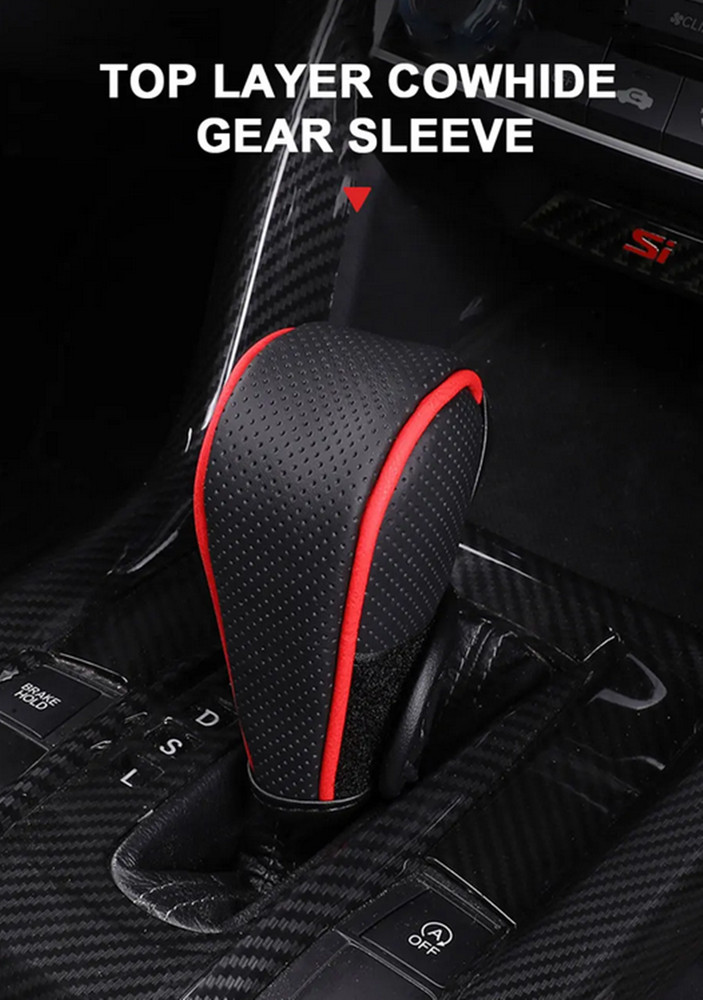 Leather Car Gear Shift Collars Interior Shift Knob Covers Gear Sleeve Protector