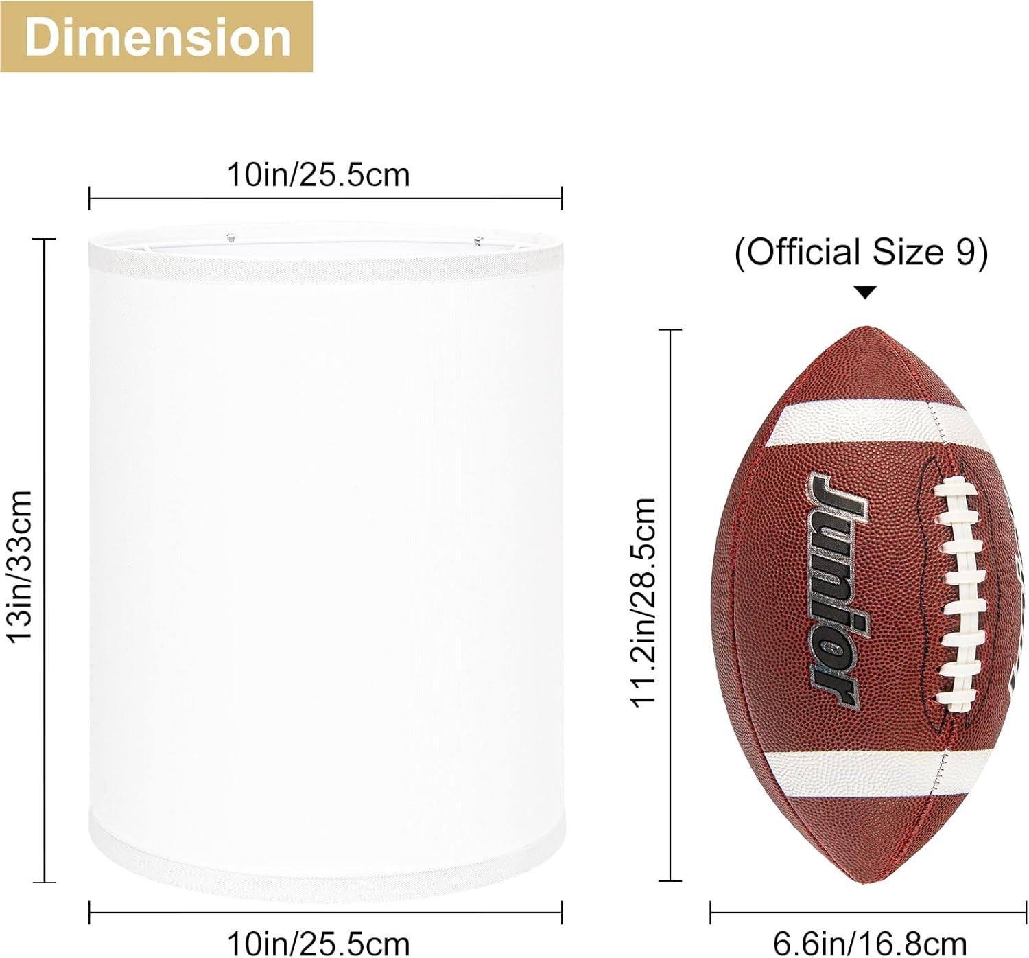 White Tall Lamp Shades Set of 2, 10" Top X 10" Bottom X 13" High Large Drum