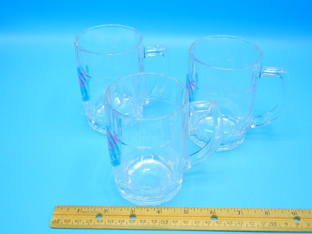Vintage Japan KIRIN Beer Glass Mugs Lot of 3 Classic Logo 4-1/2" High