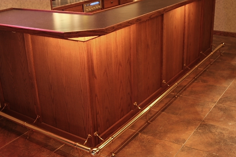 2" OD Bar Foot Rail Rest Kits - Choose Finish Bracket Rail Length-2ft thru 9ft