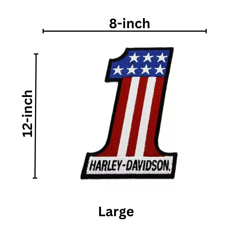 Harley-Davidson No.1 Large American Flag Logo Embroidered Patch 12x8" Iron-On