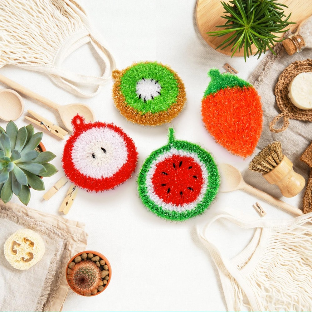 16 Pieces Fruit Dish Scrubber, Non Scratch Dish Washing Sponge, Double Layer ...
