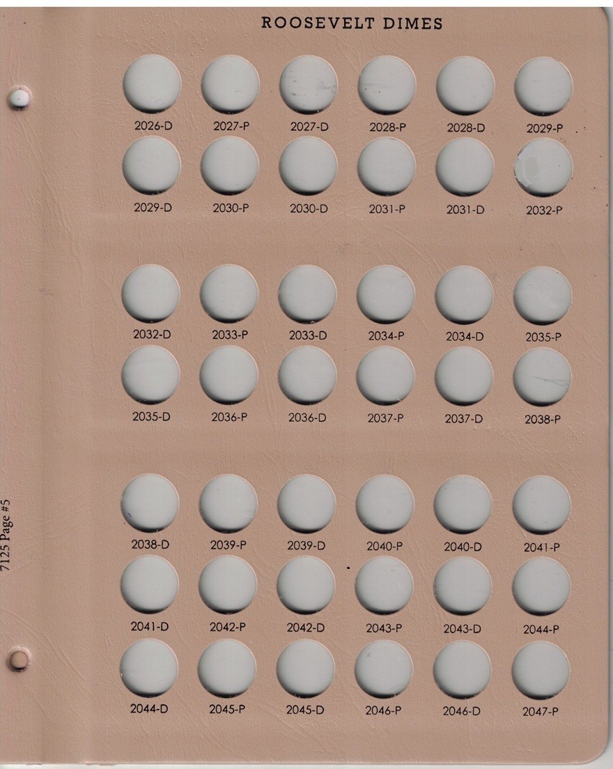 Dansco Update Page #7125-5 for Roosevelt Dimes Coin Album dated 2026 D-2047 P