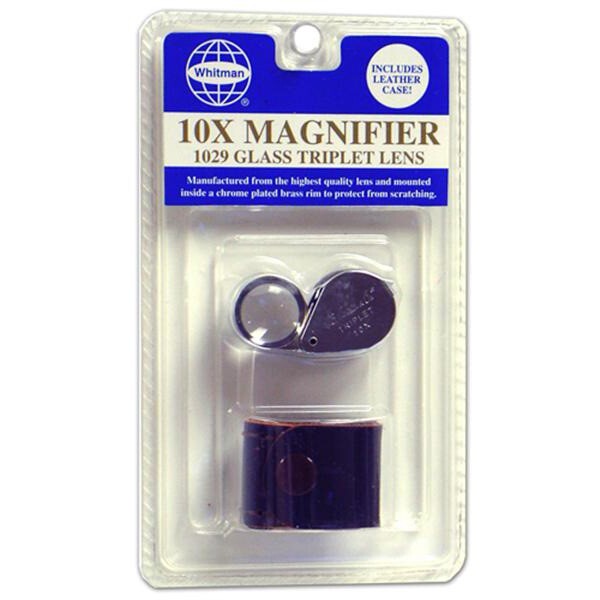10X Glass Triplet Lens Coin Collector Magnifier Loupe Blister + Case Whitman New