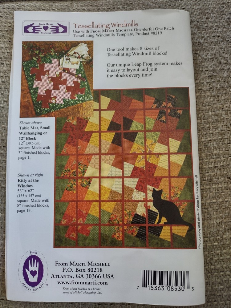 Marti Michell TESSELLATING WINDMILLS Template #8530 *READ*