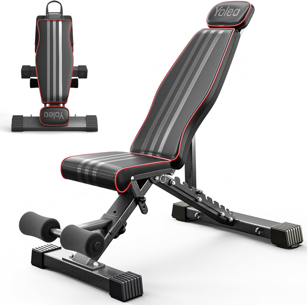 Adjustable Weight Bench, 660LB Foldable Workout Bench with Extended Head/Neck Su