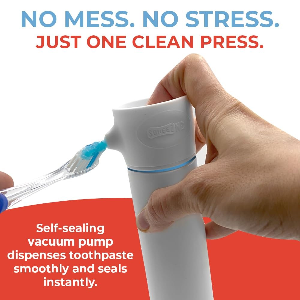 SqueezMe EasyPump Toothpaste Dispenser System - No-Mess Toothpaste Dispenser ...