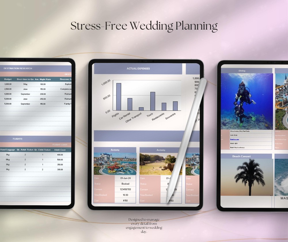 Digital Wedding Planner Spreadsheet Budget Tracker Guest List Checklist