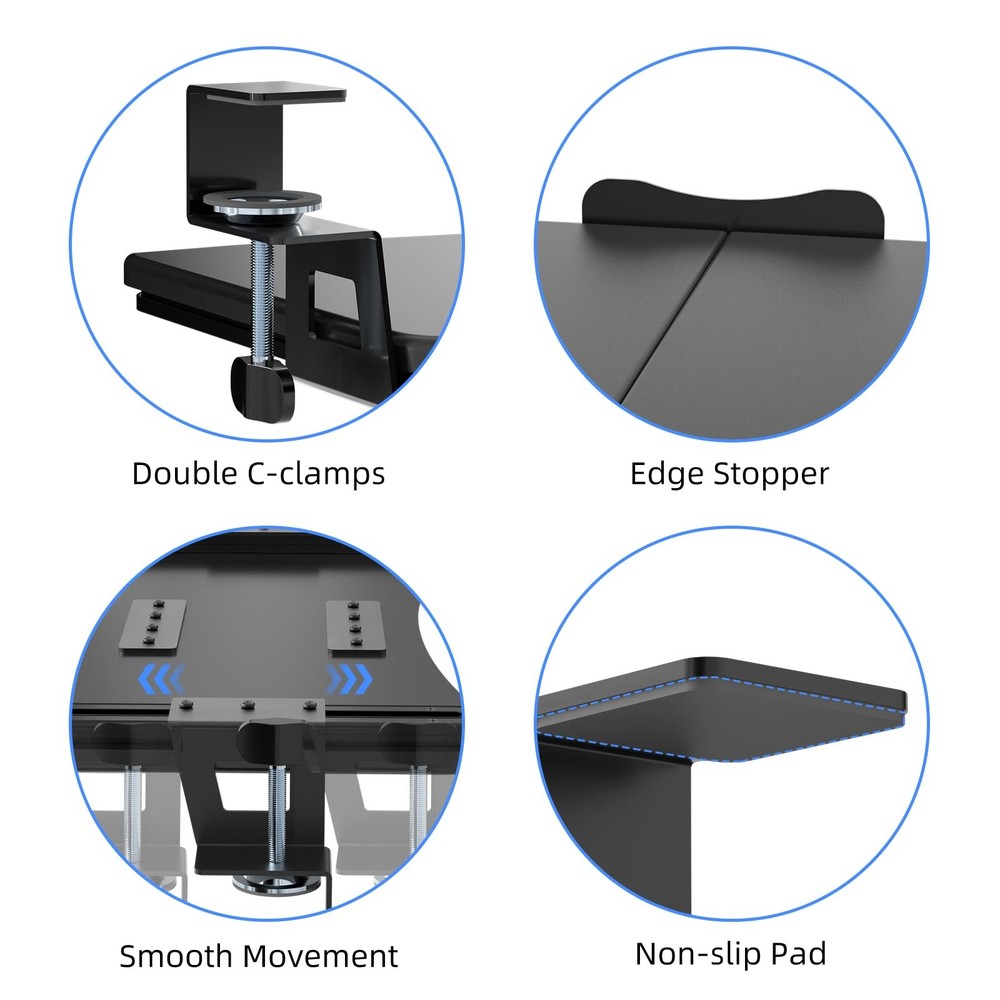 Keyboard Tray Under Desk Pull Out with C Clamp Mount Computer Keyboard & Mous...