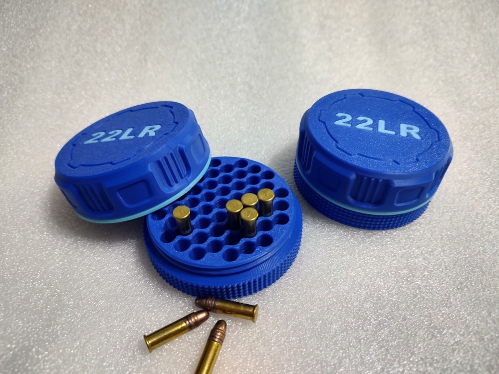 2-22 LR Mini  Ammo Box Storage Case.  55 Rounds ea. Screw On Lid. Stackable.
