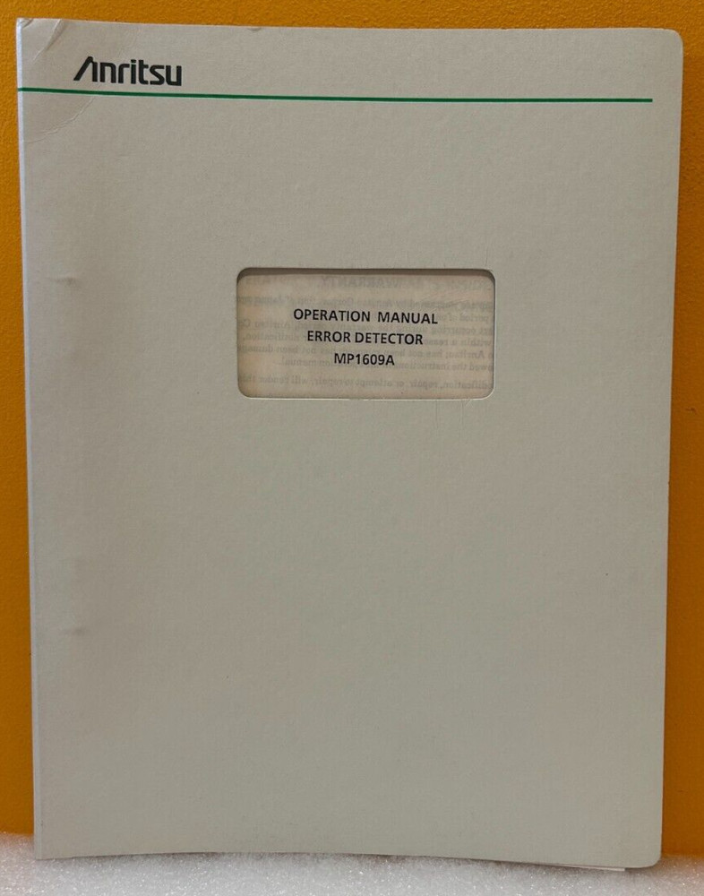 Anritsu MP1609A Error Detector Operation Manual.