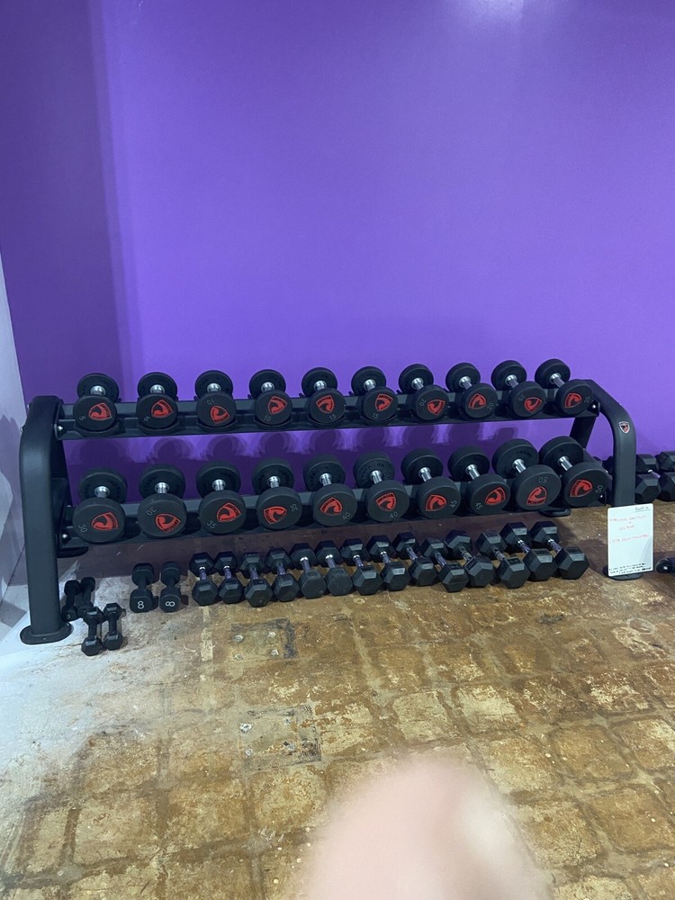rubber dumbell set with rack