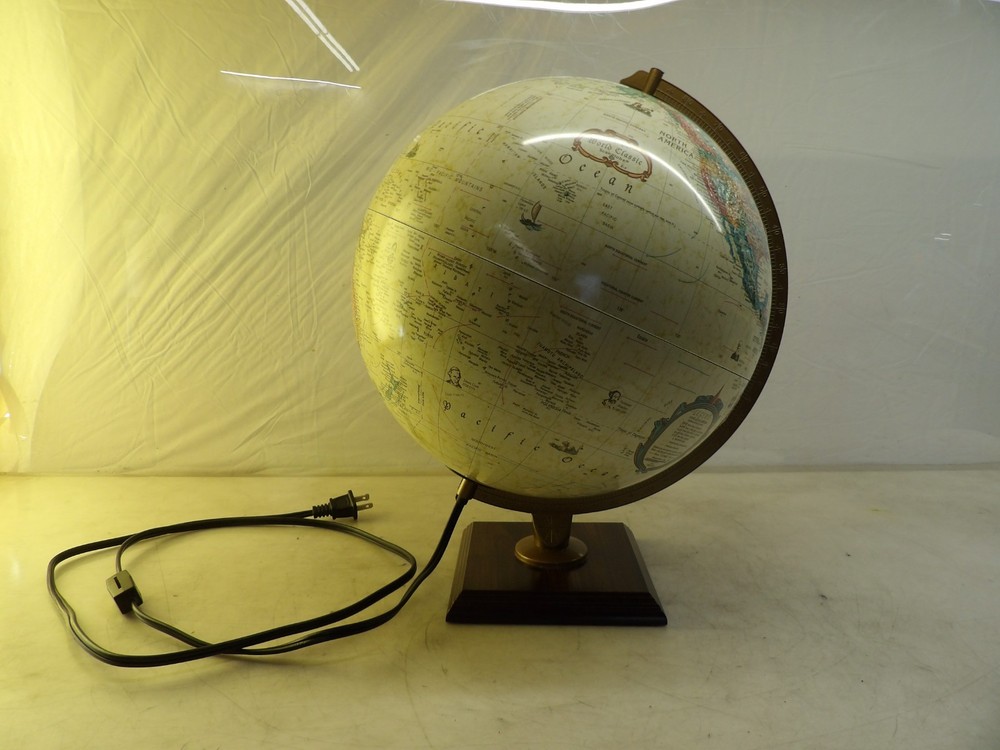 Vintage Replogle 12" Relief Lighted World Globe