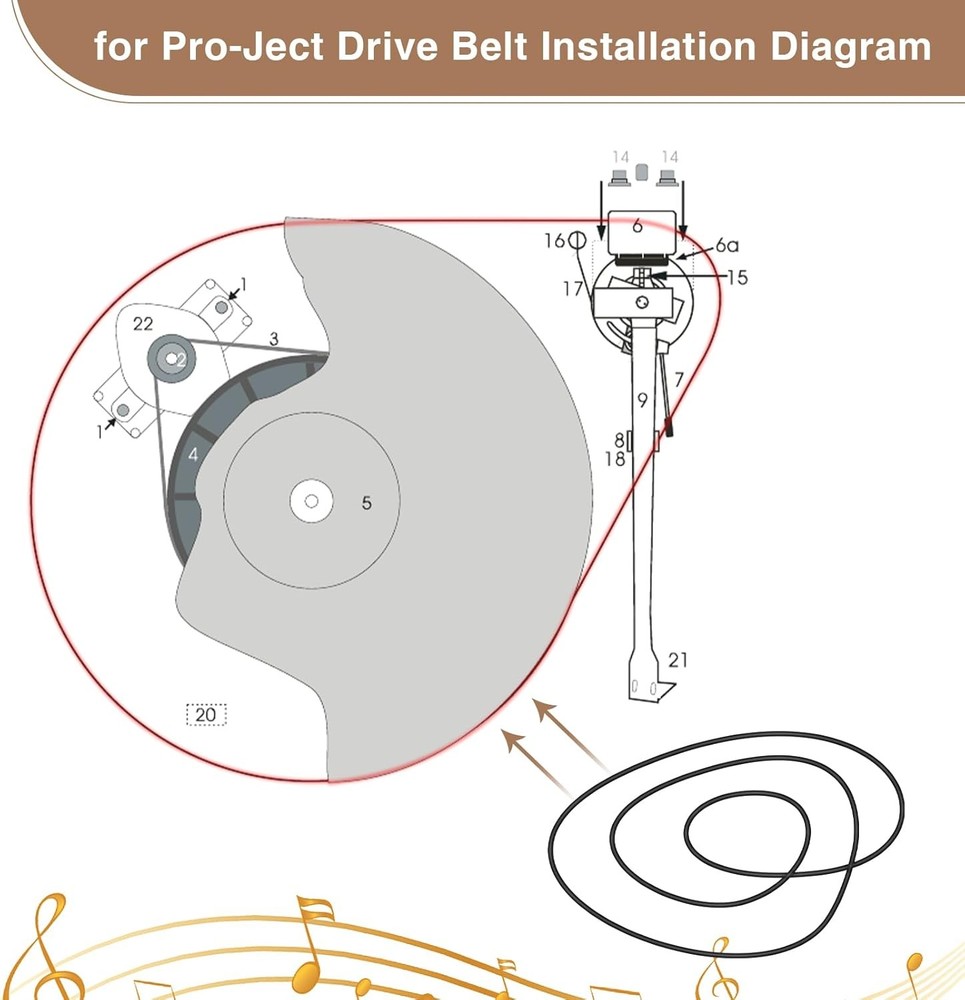 Turntable Drive Belt for Pro-Ject, Compatible with Pro-Ject Essential Black