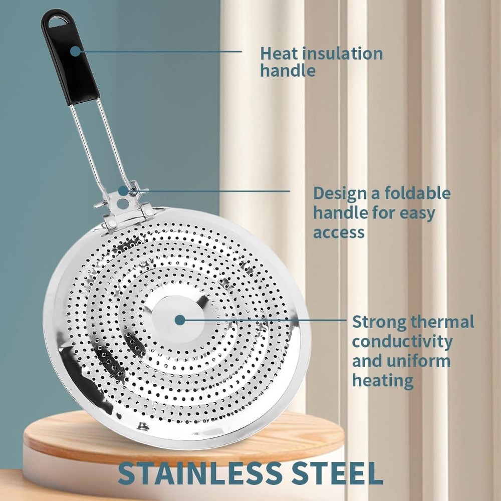 Heat Diffuser, Stainless Steel Induction Adapter Plate with Foldable Handle C...