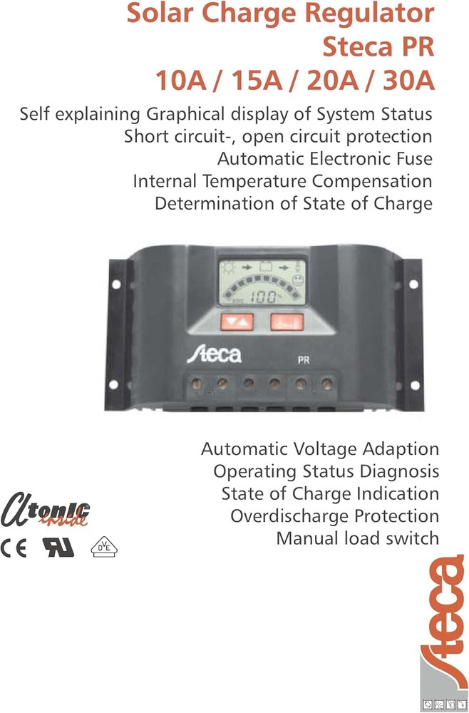 Samlex PR-1010 Steca Solarix Series PR Charge Controller 12V/24V 10A