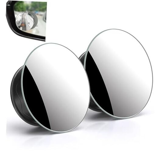 Suction Blind Spot Mirrors, 2 Pcs Black 2 Inch Angle Adjustable Reverse black