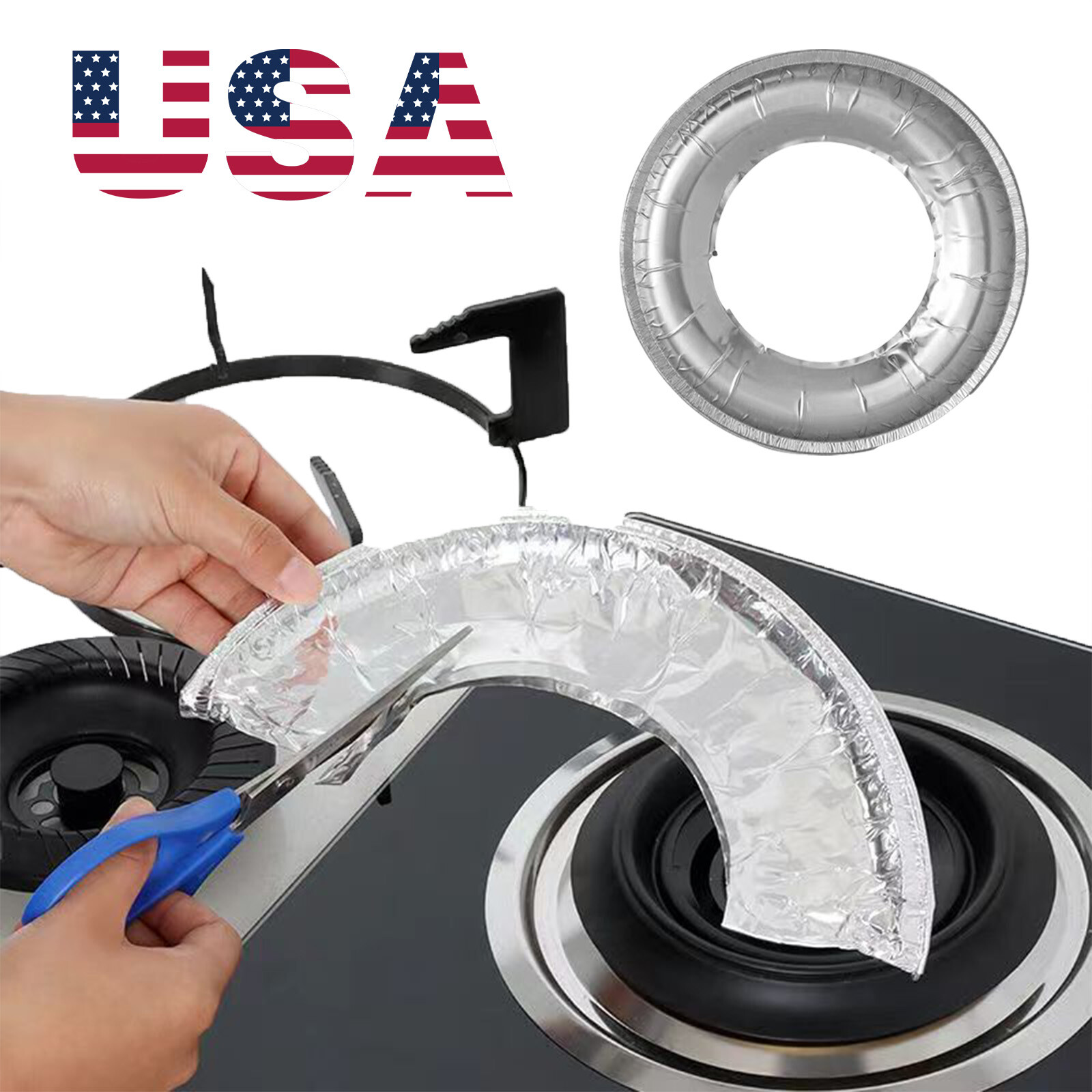 100Pack Disposable Gas Burner Liners 7.5"Aluminum Foil Round Stove Burner Covers