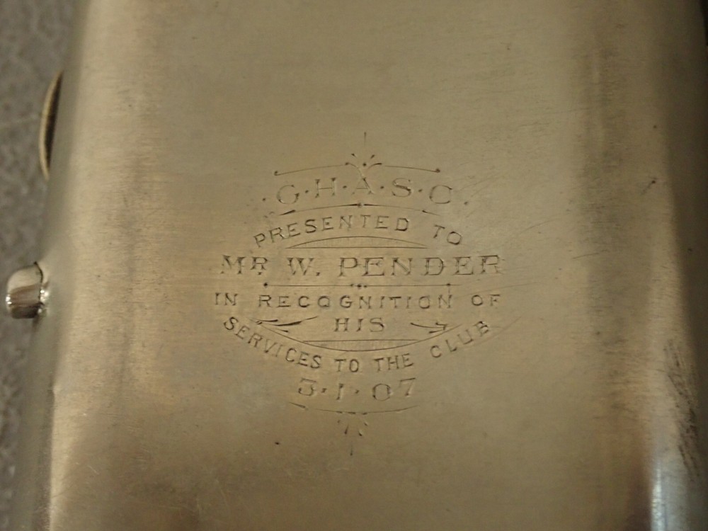 1907 Silverplated Cigarette Case, Excellent Condition, Inscribed