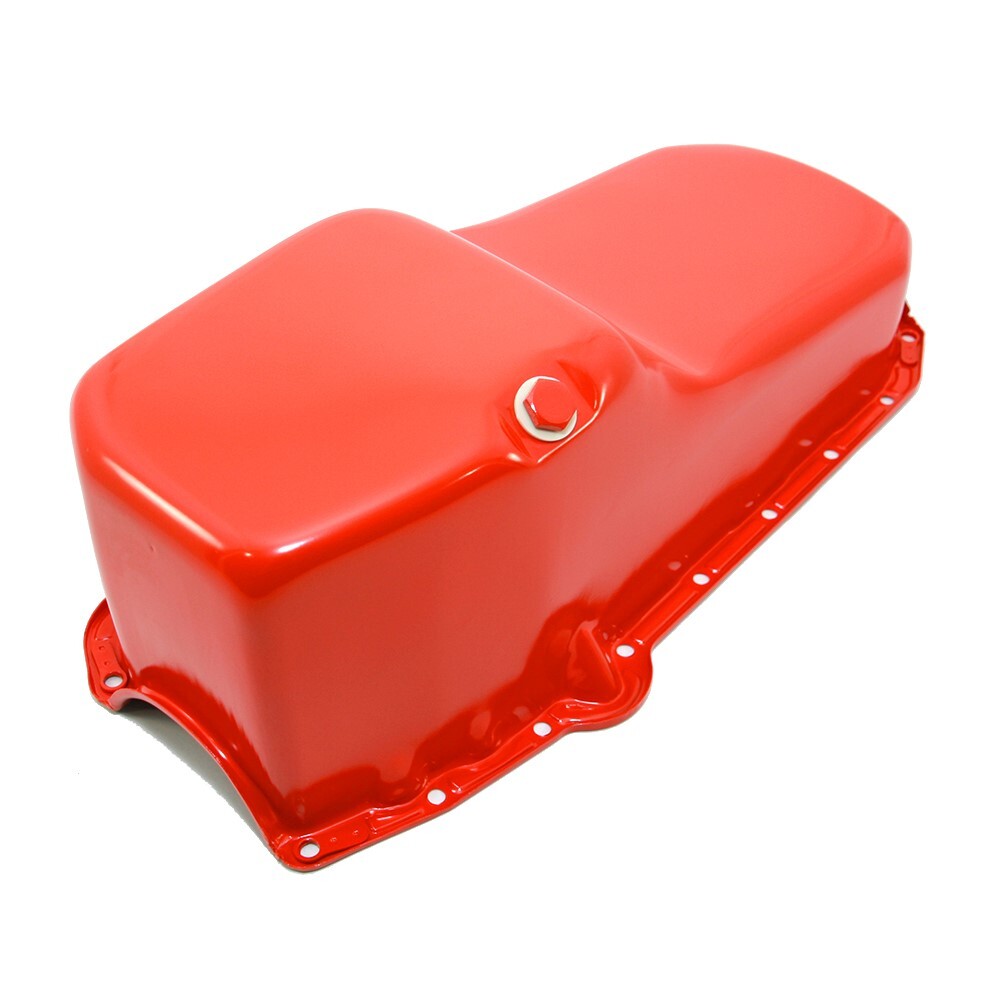 SBC 58-79 Stock Capacity Orange Painted Oil Pan 327 350 400 Chevy Small Block