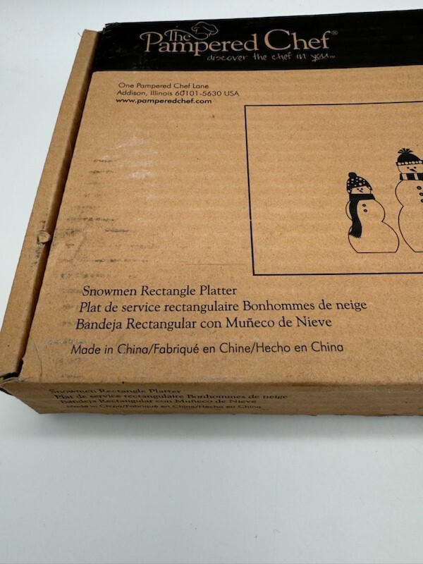 Pampered Chef Snowman Rectangular Platter #2821 New In Box