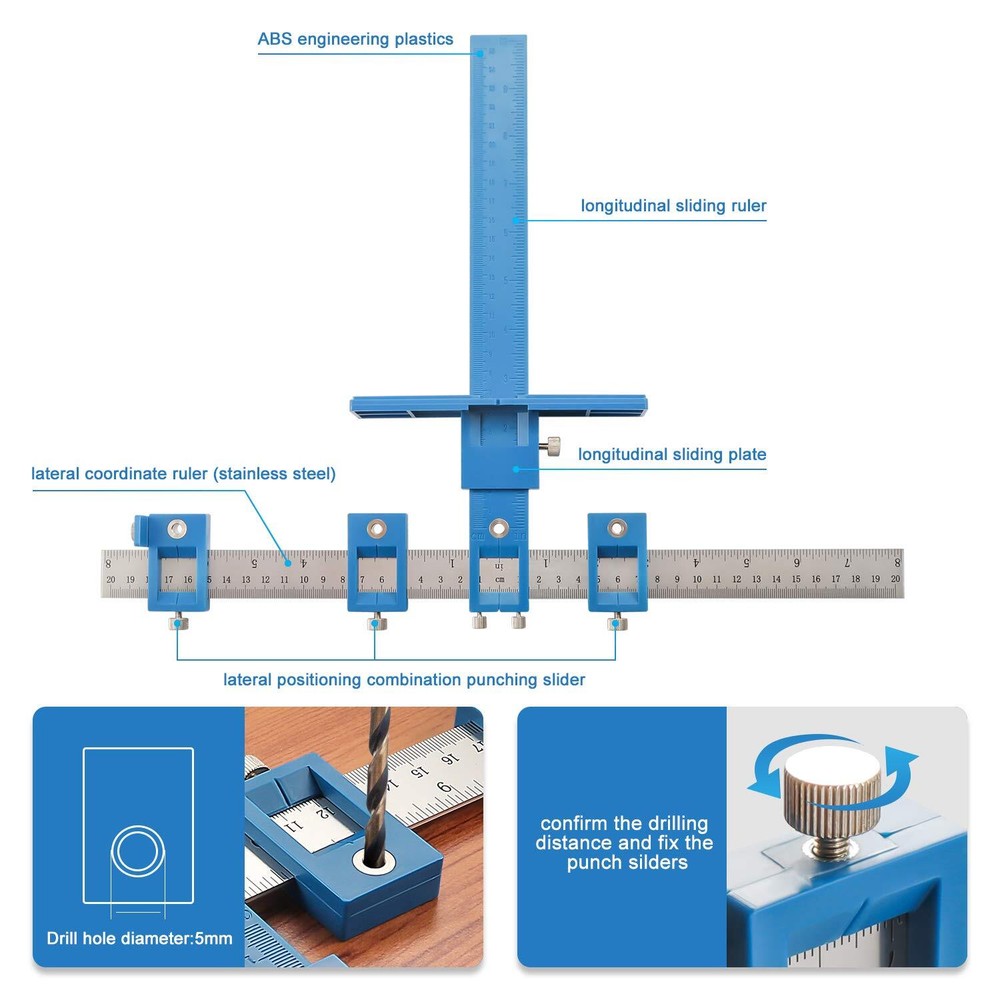 Adjustable Punch Locator Drill Template for Handles and Knobs Installation