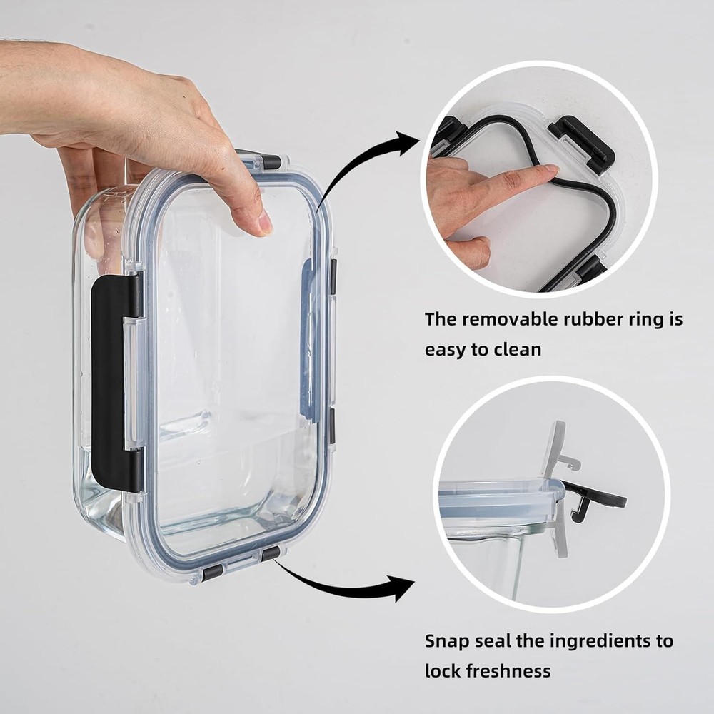 Versatile 4-Piece Glass Storage Containers with Locking Lids & Nesting Design