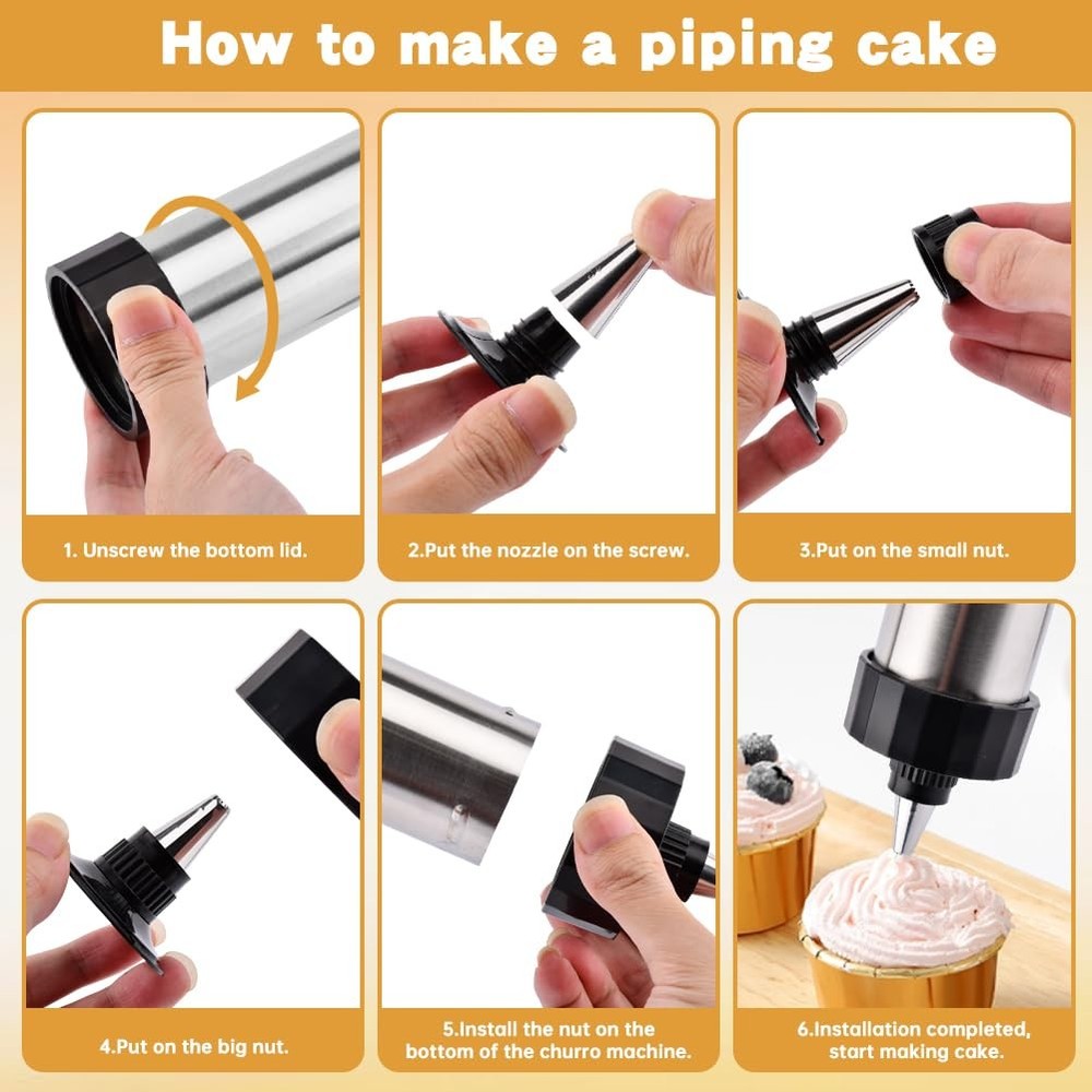 Professional Churro Maker Machine with 16 Discs & 8 Nozzles Cookie Press