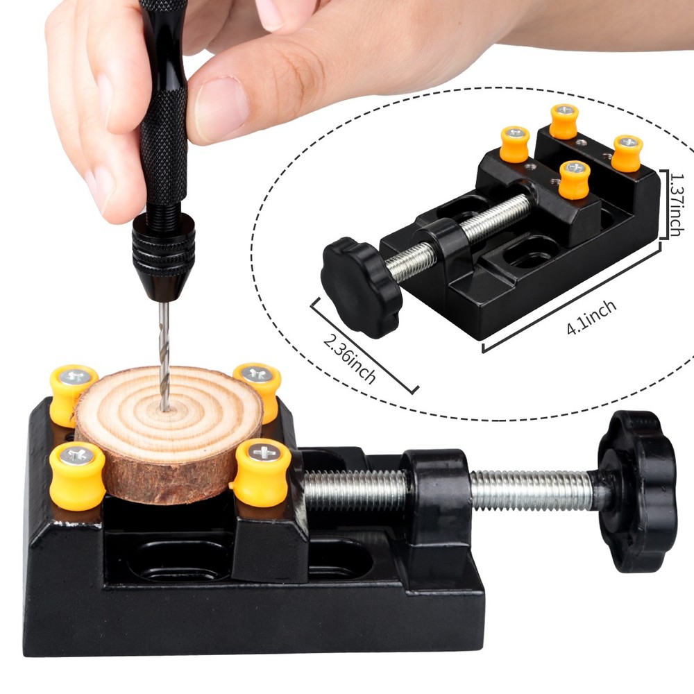 60PACK Mini Micro Hand Drill Bits Set Small Manual Keyless Chuck Pin Vise Rotary