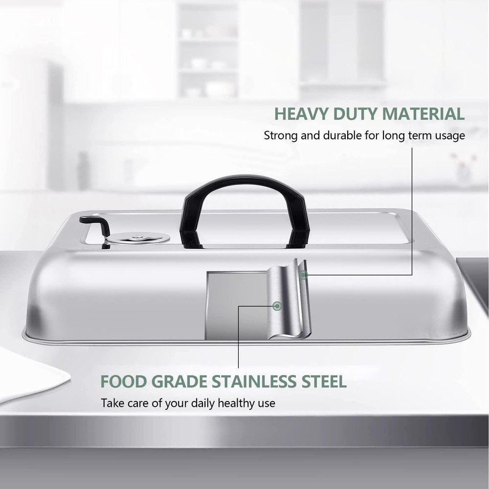 3Pcs Basting Cover for Griddle, Leonyo Large 13" Rectangular Cheese Silver
