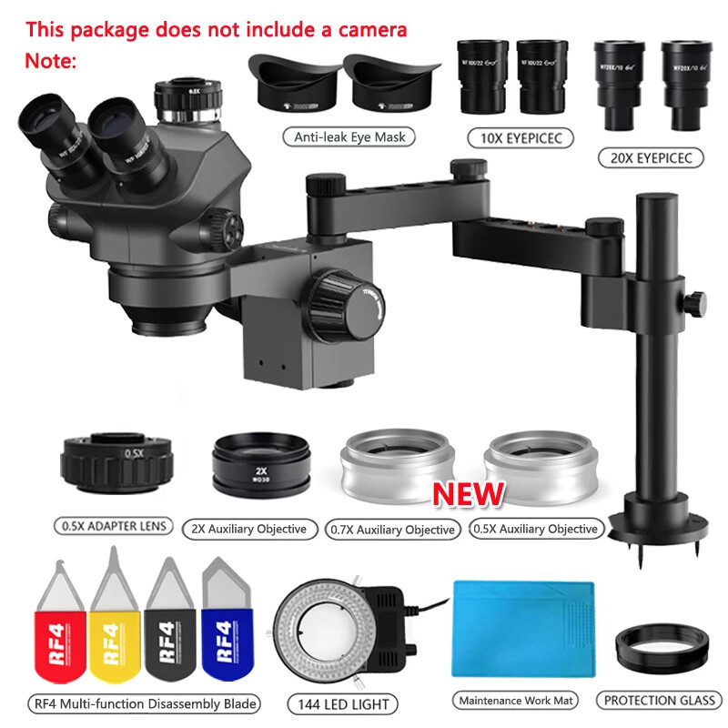 3.5-200X Stereo Trinocular Microscope Set Video Camera Clamp Extension Type Base