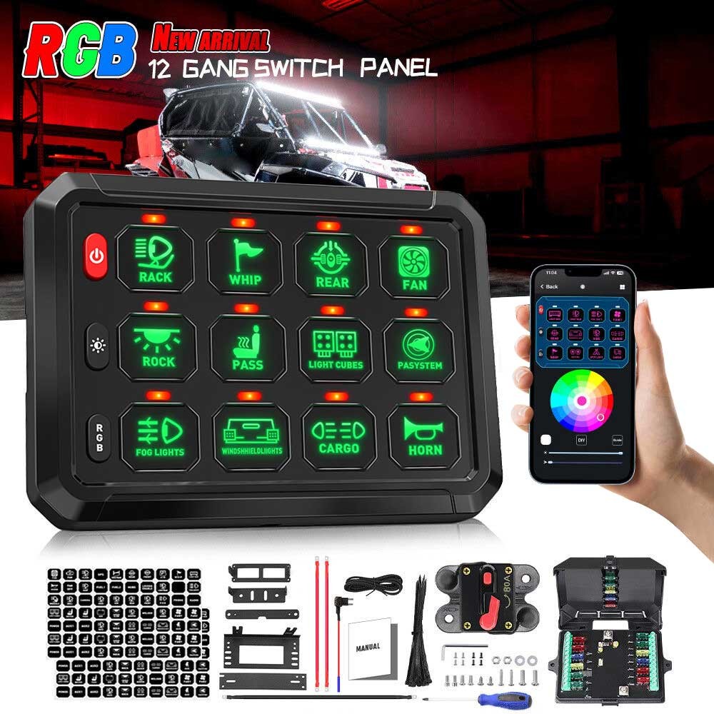 12 Gang RGB Switch Panel bluetooth App Remote Controller Multifunction 12V 24V