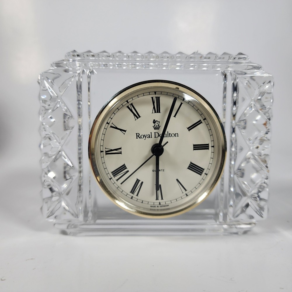 Royal Doulton Crystal Square Desk Clock 1980's